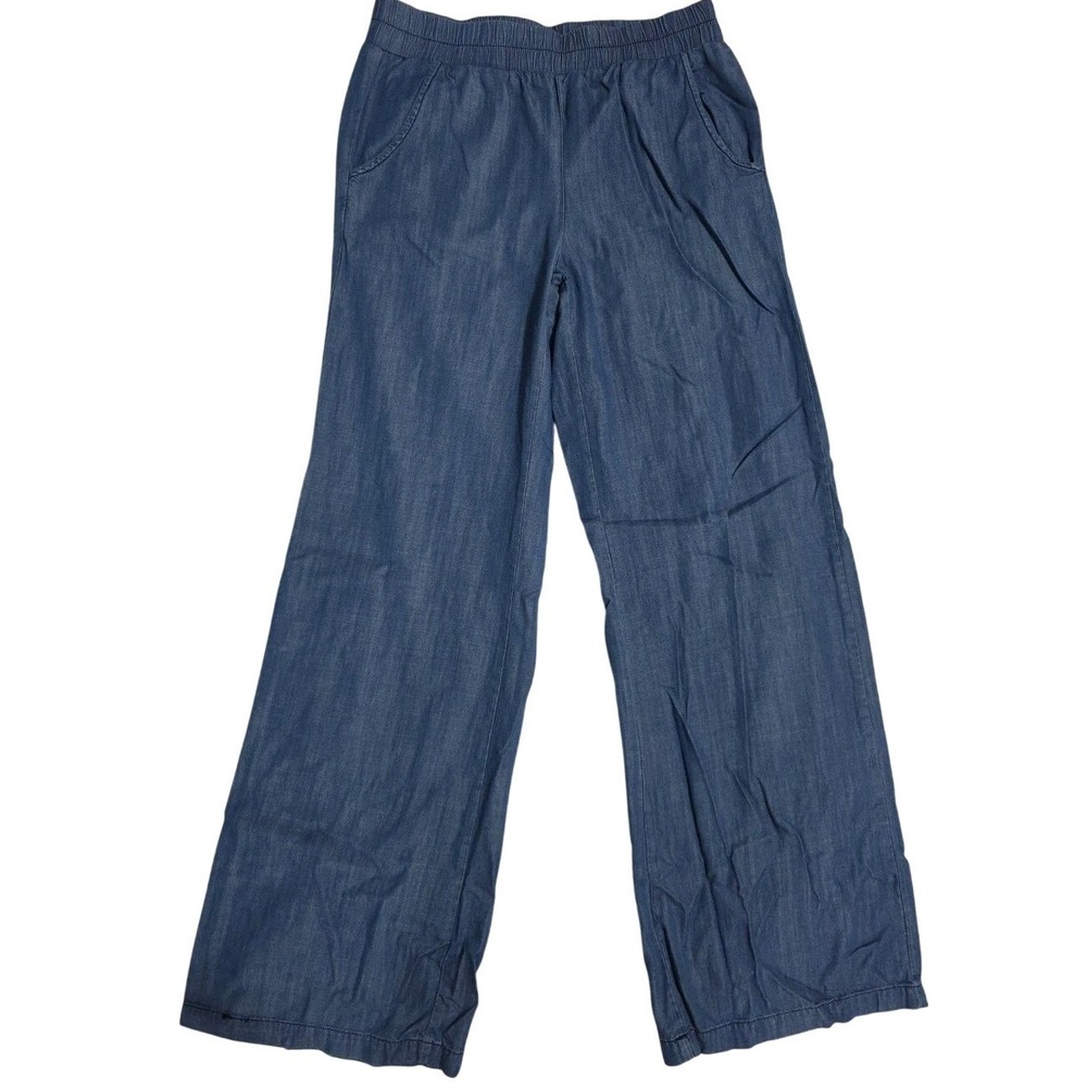 Signature Wide-Leg Chambray Pants in Indigo Blue